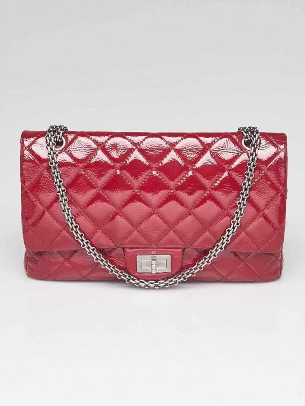 Chanel Burgundy 2.55 Reissue Quilted Classic Patent Leather 227 Jumbo Flap Bag